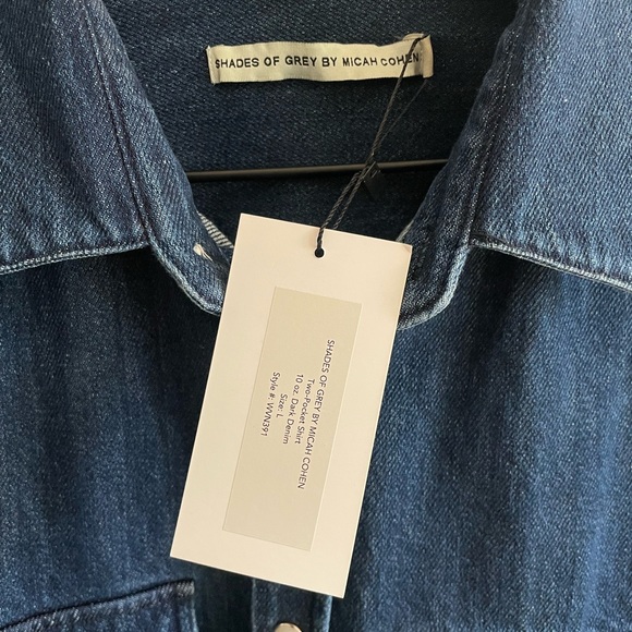 Men’s Shades of Grey Micah Cohen TWO-POCKET SHIRT - 10 OZ. DARK DENIM - Large - Picture 2 of 4